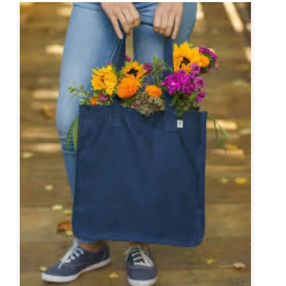 econscious EC8015 Hemp Market Tote Navy Blue Organic Cotton Blend Bag